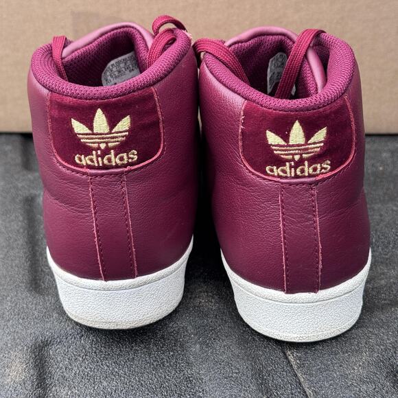 Adidas Pro Model Shell Toe Burgundy Velour Womens 6.5 Leather High Top AC7906 - Picture 6 of 12